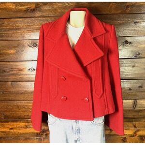 Armani Collezioni Womens Sz 40 Cropped Jacket Virgin Wool Flared Sleeves 42 Bust